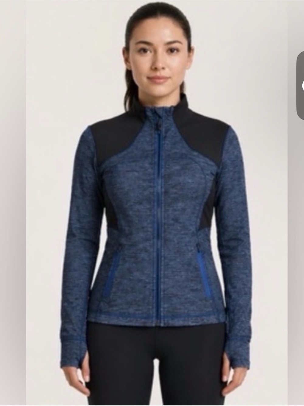 Lululemon Define Jacket Luon Heathered Blue Black Paneled Size 8 Fitted - Picture 2 of 12